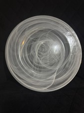 Murano Art Glass Plate Hand Blown White Swirl Italian Centerpiece Vintage Decor
