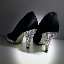 Gamba London Dance Shoes Size 4.5 Ballroom Rhinestones Satin Black Vintage