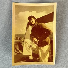 Vtg 1946 WWII US Navy Sailor HANDSOME Sailor Photo on Ship Deck Original OOAK