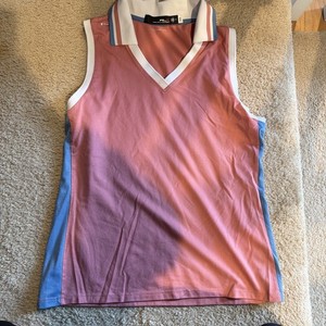 RLX Ralph Lauren Golf Tailored Fit Sleeveless Polo Womens Size M Pink Blue