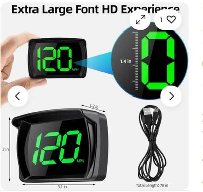 NEW Universal Car GPS Digital HUD Speedometer Dual Chips KMH MPH Reminder Meter