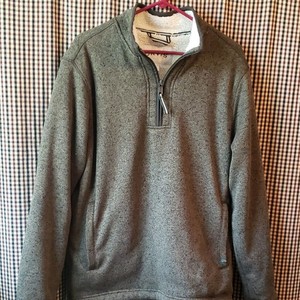 Orvis Men's Green 1/4 Zip Mock Neck Sherpa Lined Pullover Sweater M Polyester