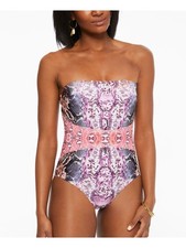 BAR III Women's Multi Color Mixed Messages Bandeau One Piece Swimsuit XL