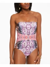 BAR III Women's Multi Color Mixed Messages Bandeau One Piece Swimsuit XL