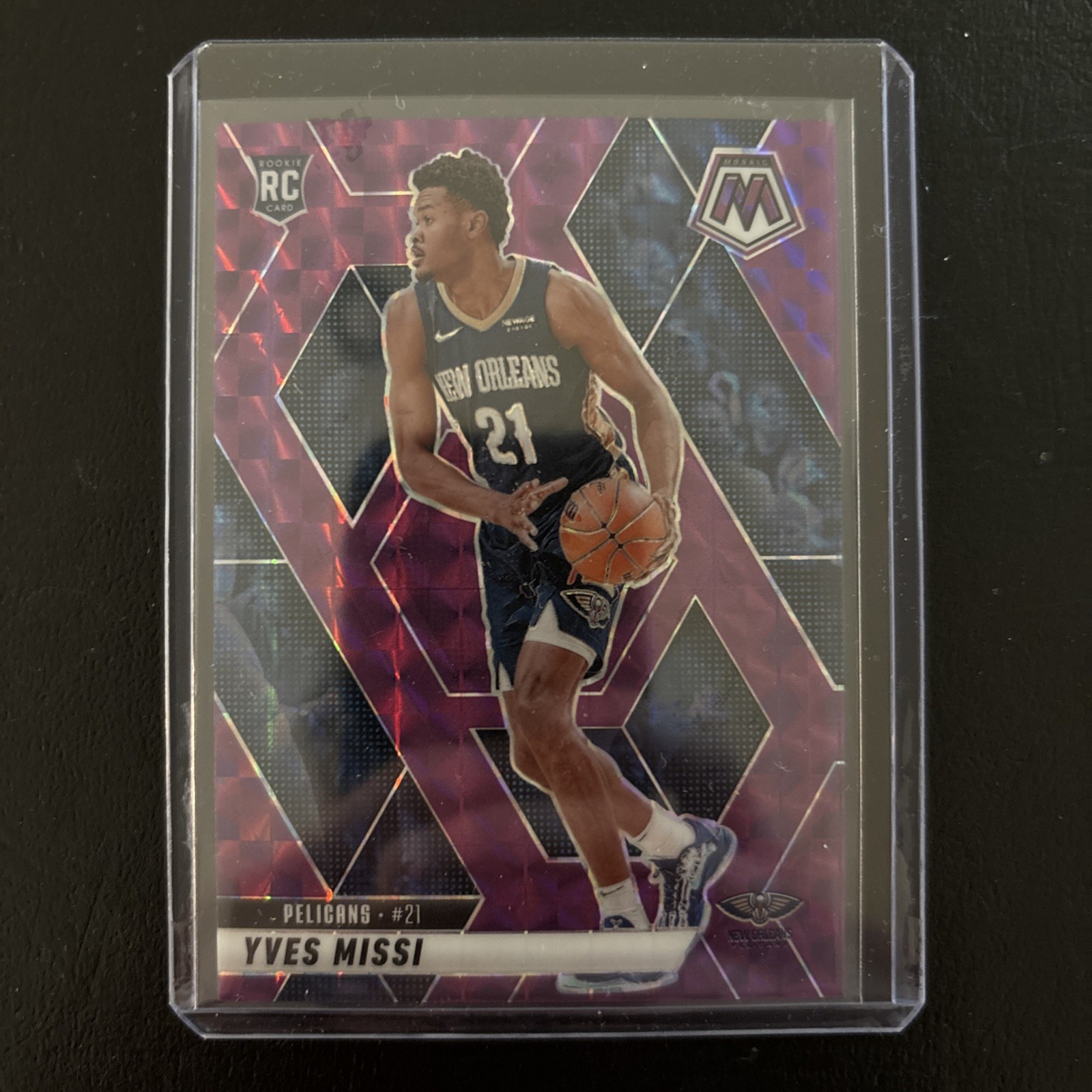 Yves Missi 2024-25 Panini Mosaic Purple Mosaic Prizm /99 RC #243 Rookie Pelicans