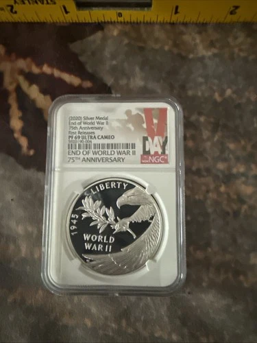 2020 End of World War II Silver Medal PF69Ultra Cameo NGC 75th Anniversary