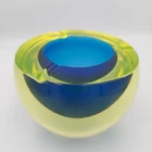 Vintage Murano Sommerso Uranium Cobalt Glass Antonio Da Ros Geode Bowl Asthray