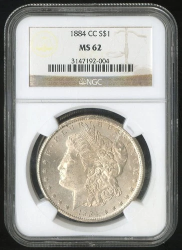 US Coin 1884-CC Morgan Silver Dollar NGC MS62 Carson City $1 NO RESERVE!