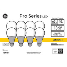 GE Pro Series 60 Watt EQ A19 Soft white Medium base E-26 Dimmable LED 8 bulbs