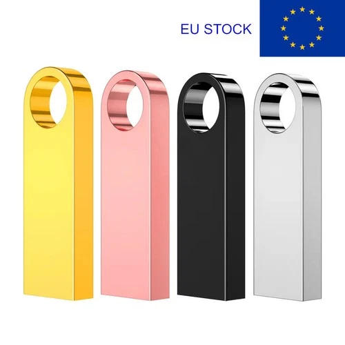 USB Flash Drive 64GB 128GB Memory Stick Black Silver Metallic Case Keyring