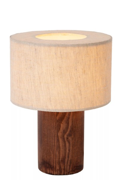 Tischlampe Schlafzimmer Blendarm Holz Stoff Braun 20,5 Cm E14 Nachttisch Leuchte-image