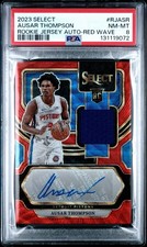 2023 PANINI SELECT ROOKIE JERSEY AUTO RED WAVE AUSAR THOMPSON ROOKIE RC PSA 8