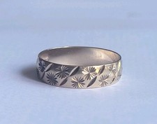 9ct Yellow Gold Hallmarked Patterned Wedding Band Ring 375 2.15g 5mm