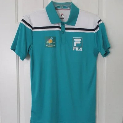 FILA Young Mens S/S Aqua BNP Paribas Tennis Open Polo Shirt NWOT - Size XS