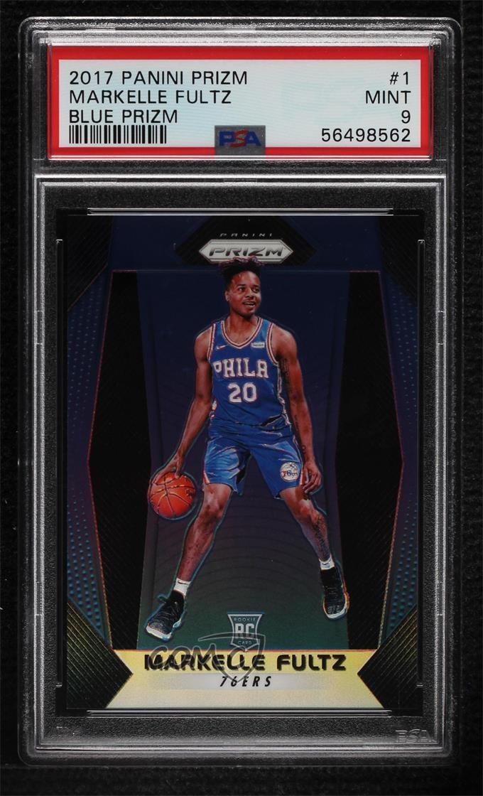 2017-18 Panini Prizm Blue Prizm 197/199 Markelle Fultz #1 PSA 9 MINT 2ct