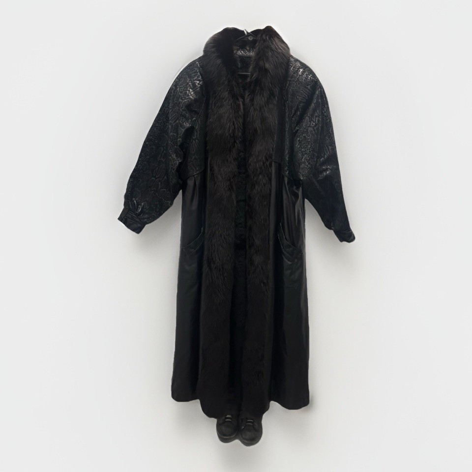 Vintage J. Percy for Marvin Richards Black Leather Snakeskin Fox Fur ...