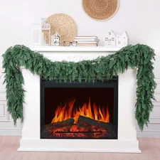 9 FT Artificial Cedar Garlands, 2 Pcs Real Touch Winter Cedar Pine Garland, Gree