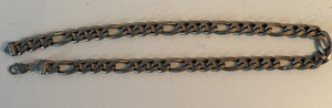 Vintage Mens sterling silver figaro chain huge 24" 159g 159 grams scrap recovery