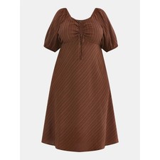 TERRA & SKY Ruched Front Midi Dress 2X 20W - 22W Cinnamon Brown Rexlaxed Fit NWT
