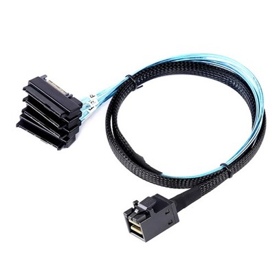Internal SFF-8643 to 4 SFF-8482 SAS Breakout Cable with Power Port 1 Meter