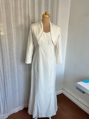 Carolyn Nichols cremefarbenes Brautkleid & passender Bolero UK 10 Vintage Brautkleid