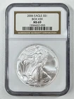 2006 $1 American Eagle NGC MS69 1 oz .999 Fine Silver Coin - Box #39