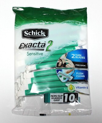 Schick Exacta2 Sensitive Disposable Razor, 10 10 Count (Pack of 2), Green