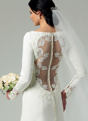 Butterick Sewing Pattern 5779 Misses 4-12 Lace-Back Wedding Dress with Train - Picture 10 of 11