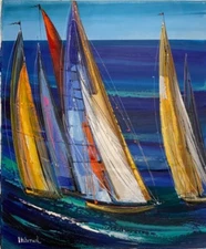 Original Acrylic Painting -Listorad -  Boats - CLEARANCE SALE
