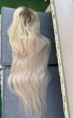 Bella blonde Ombre Lace Front 100% Echthaar lange glatte Ombre 28'' Perücke
