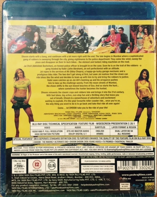 Dhoom - John Abraham, Abhishek Bachchan - Bollywood Hindi Movie Blu-Ray Special - Image 2 of 2