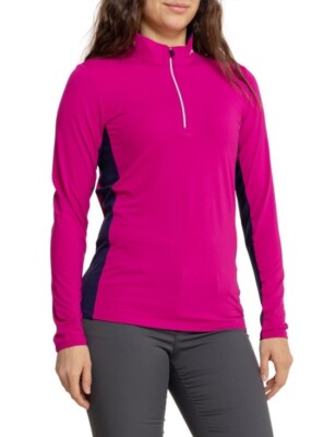 $160 KJUS Women s Sunshine Comfort 1/4 Zip Golf Pullover UPF-Fuchsia -Small-New