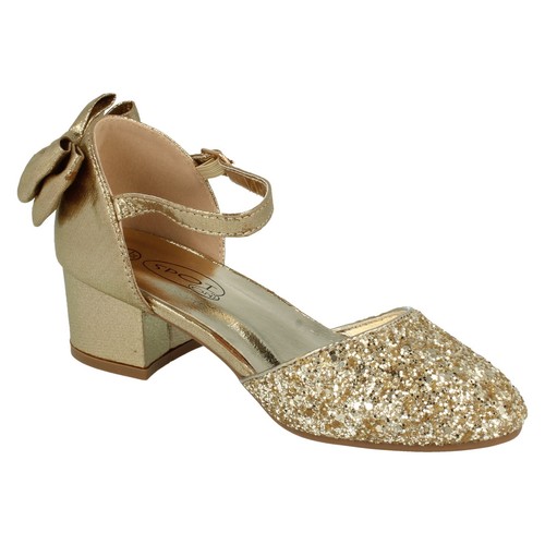 Ragazze Tacco Spot On Oro, Argento, Nero o Bianco Caviglia Festa Scarpe H3R085 - Foto 18 di 34