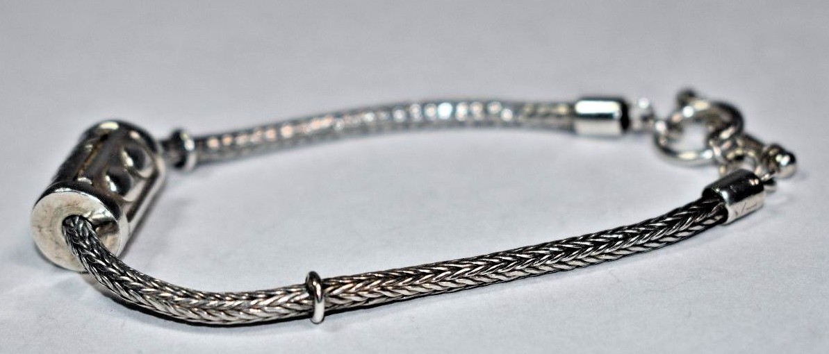 Solid Sterling Silver 925 Wheat Link Toggle Clasp… - image 4