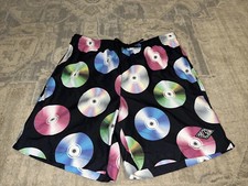 Pacsun Swim Shorts Mens SZ Small Pull On Drawstring Pockets Liner Black Multi