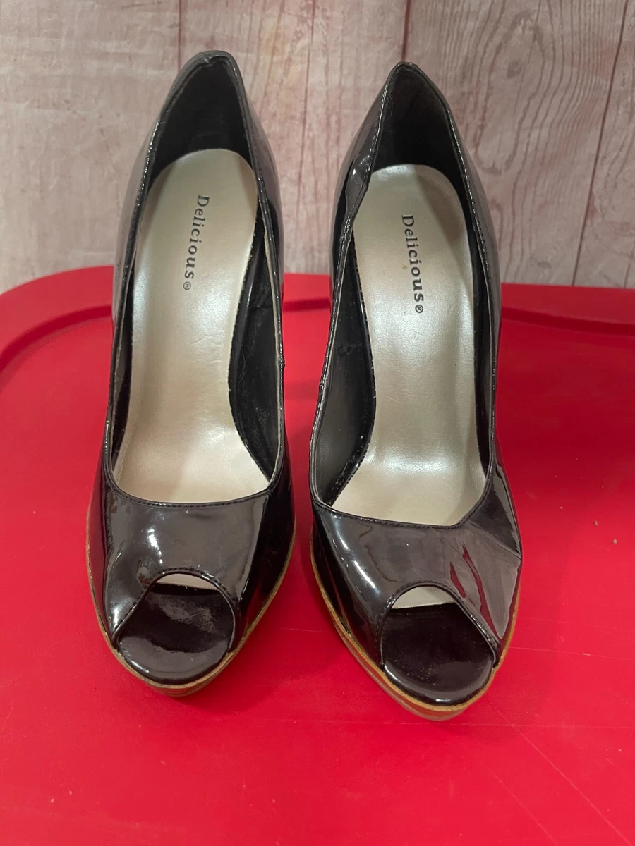 Delicious Women s Pep Toe Heels Black Size 7.5 eBay