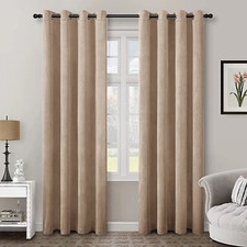 Image of Heavy Thick Plush Velvet Curtains PAIR Eyelet Ring Top Fully Lined Ready Made