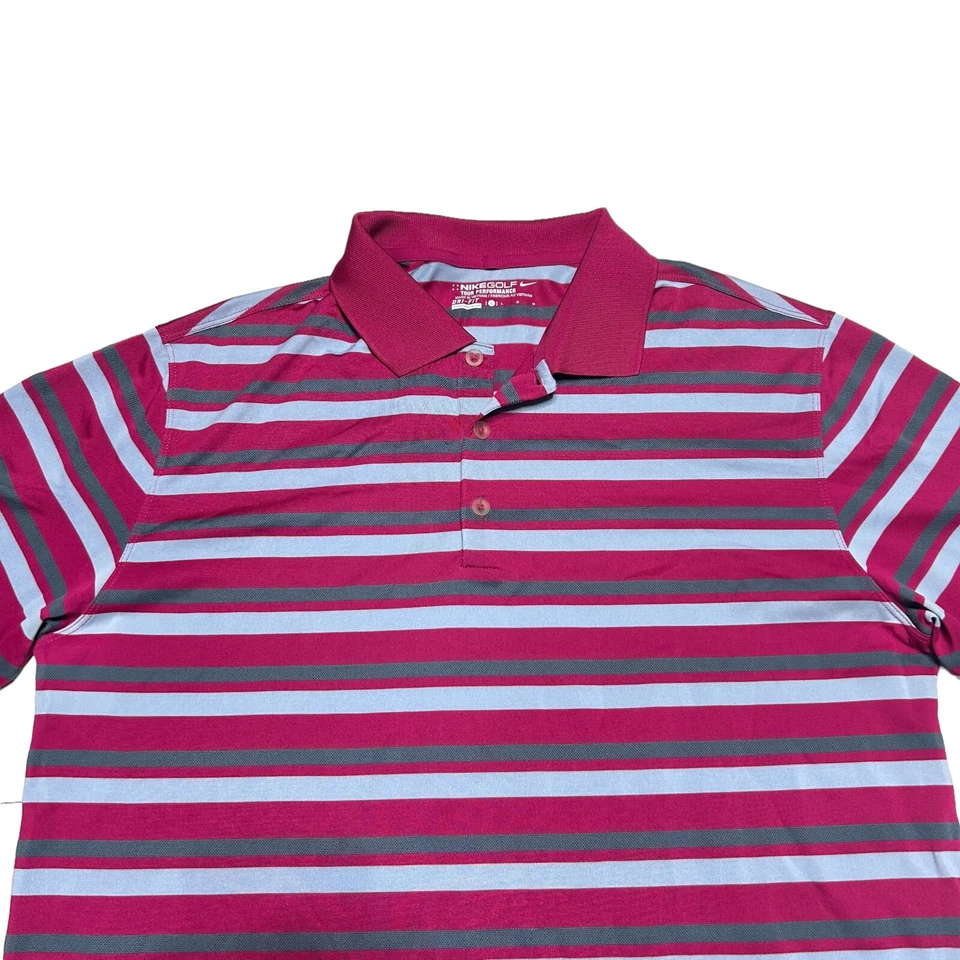 Camisa Polo de Golf Nike Para Hombres Grande Fucsia Rayas Dri Fit Tour Rendimiento Informal Foto 2 de 4