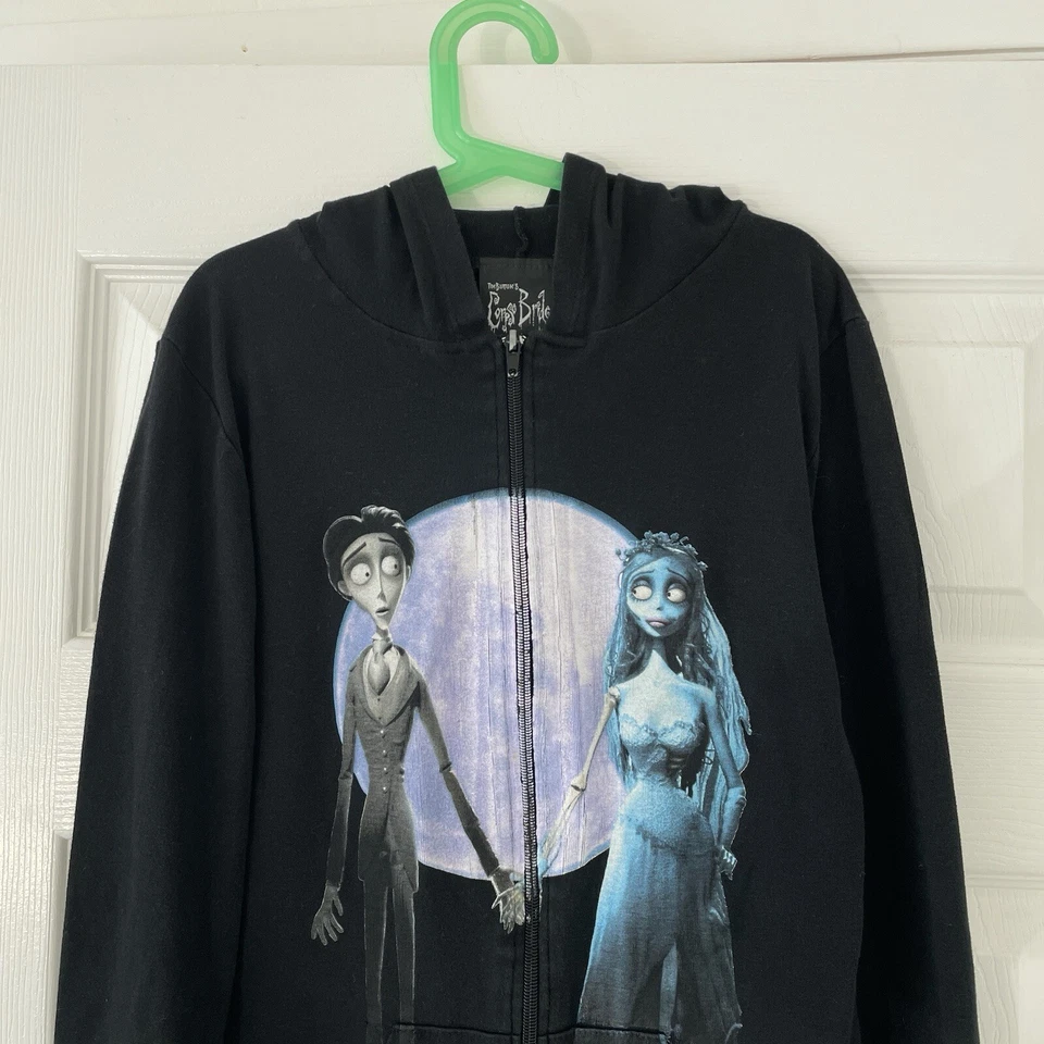 Vintage Y2K Tim Burton’s Corpse Bride Zip Up Hoodie Women’s M Rare Movie Gothic - Image 2 of 4
