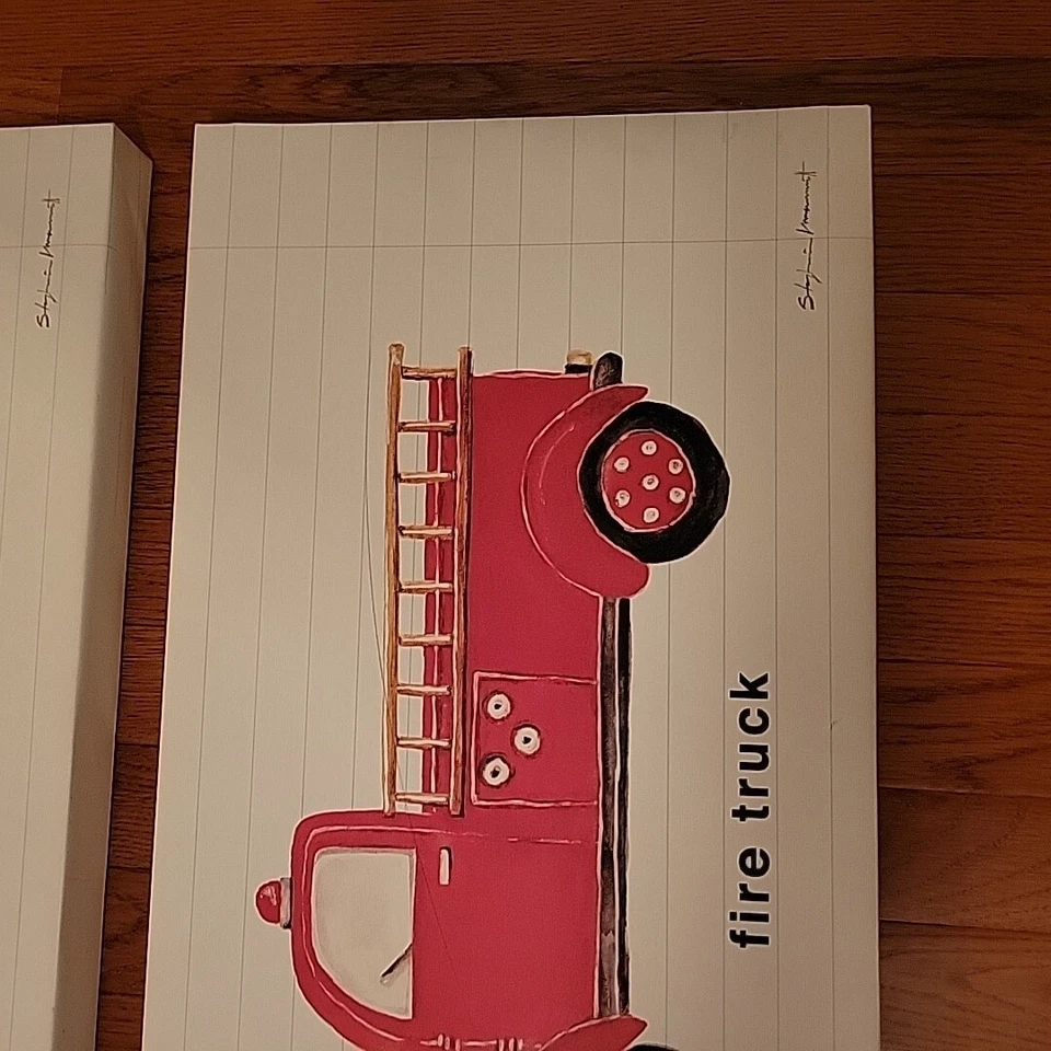 Juego de arte de pared en lienzo para bebé/niño/niño -cuarto de guardería-camión de bomberos y coche de policía Foto 3 de 4