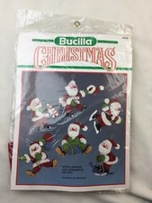 Bucilla Christmas Holiday Felt Applique Tree Ornament Kit JOYFUL SANTAS 82638