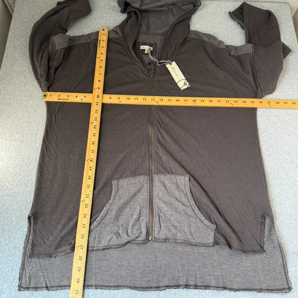 Mod o doc Womens Size XL Full Zip Hoodie Sweatshirt Gray Pockets Lagenlook NWT - Image 2 of 4