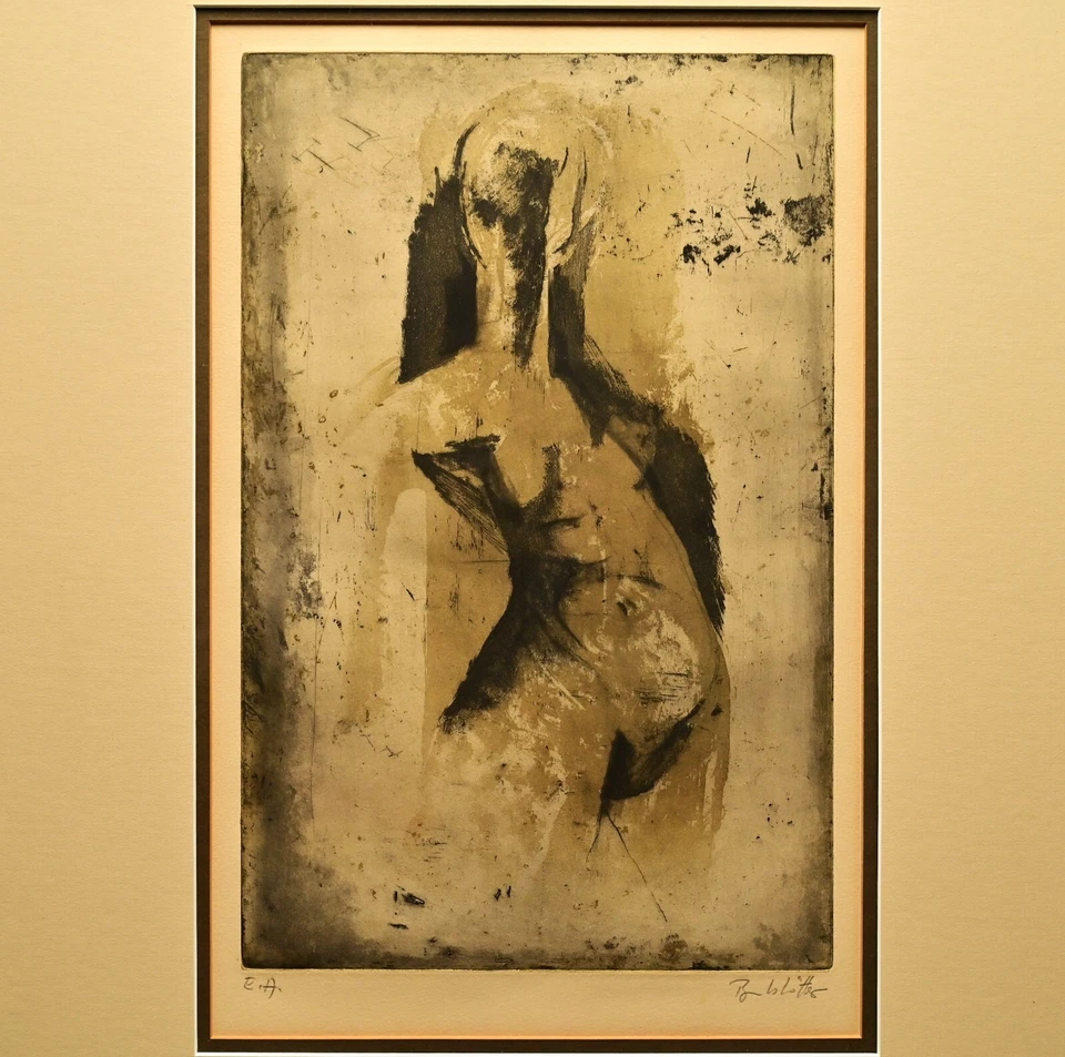 KARL BRANDSTATTER Original Vintage Firmado MCM Figura Femenina Retrato AP Grabado Foto 2 de 4