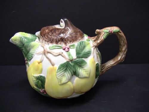 Tetera Fitz and Floyd Woodland perdiz y peral 1991 40 oz - Imagen 3 de 8