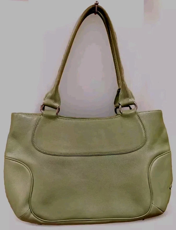 Bolso de mano Satchel Cole Haan Bolso Tote Verde oliva liso CUERO EXCELENTE Foto 2 de 4