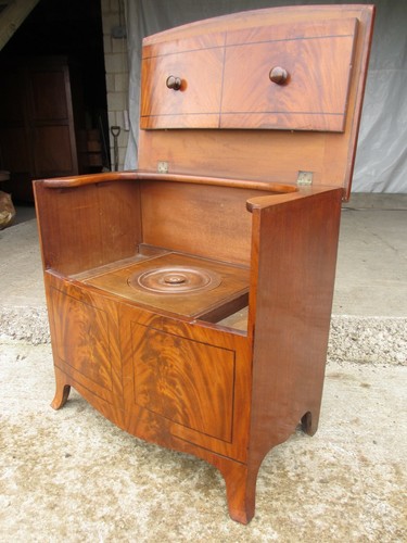 Georgian flame mahogany bow fronted pot commode (ref 686) - Picture 7 of 12