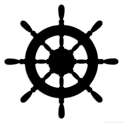 Ship's Wheel Ship Helm - Decal Sticker - Multiple Colors & Sizes - ebn6872