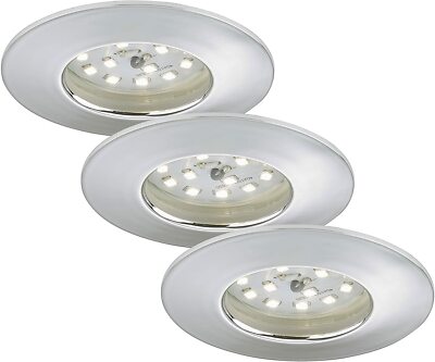 Briloner LED Einbauleuchten Kulana 3er-Set Dimmbar Warmweiß 90mm Chrom