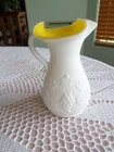 Vintage Yellow Cased Milk Glass   Pitcher 7" Tall Just Special needs a new Home