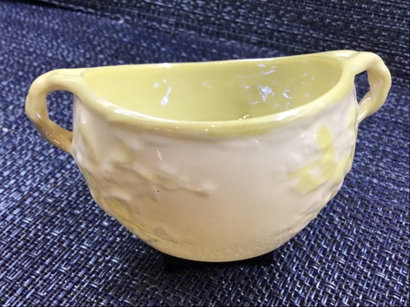 BELLEEK IVY YELLOW LUSTER mini open SUGAR BOWL 6th green mark VINTAGE! beautiful